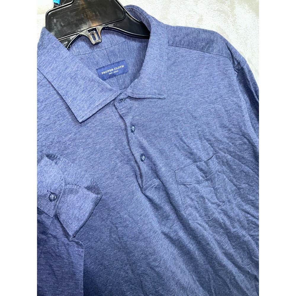Proper Cloth Polo Shirt Men Large 17 36 Long Sleeve Cotton  Army Olive Green
